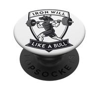 Iron Will Like a Bull Motivational Strength Art PopSockets Adhesive PopGrip
