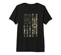 Iron Will USA Patriotic Distressed American Flag Design Premium T-Shirt