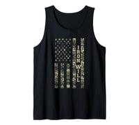Iron Will USA Patriotic Distressed American Flag Design Tank Top