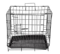 Iron Wire Dog Crate Folding PET Cage for Indoor Use | Black Iron Build, Removable Tray and Door Latch, Safe Edges, Handle, for Housebreaking and Storage