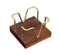 Iron Wire Memo Pad Stand with Wood Base Desk Note Block Storage Box Decorative Memo Pad Box for School Office Multifunctional Note Organizers