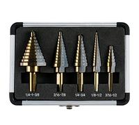 IRONANT Step Drill Bits, 5PCS HSS Titanium Step Drill Bit Set, 50 Sizes High Speed Steel Step Bits for Metal with Aluminum Case