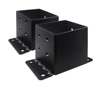 IronArtistry 2 PCS 6x6 Post Base Bracket, Inner Size 5.5"x5.5" Heavy Duty 4.2mm Thick Steel Post Anchor, Sand Black Powder Coated Deck Post Base for Pergola, Deck, Porch, Fence Railing Support