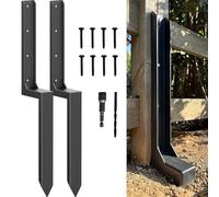 IRONBARBIE Fence Post Repair Kit - One-Piece Steel Anchor Stakes to Quick Fix Broken/Leaning 4x4/6x6 Wood Posts (Thickened 11-Gauge, 2-Pack)