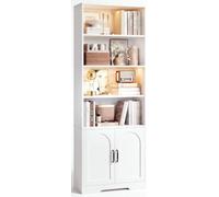 IRONCK Bookcase LED Lights Bookshelf with Doors 190cm Living Room Bookcases