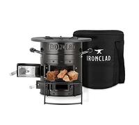 Ironclad Supply Rocket Stove - Camping Wood for Emergency Preparedness, Survival, Off Grid Living Supplies Portable Burning with Canvas Storage Bag and Fuel Support System, Military Black
