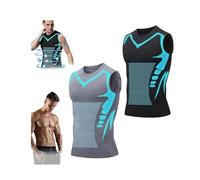 Ironfit Shirt Men,Muscle Memory Support Straightener,2025 New Shaping Sleeveless Shirt Compression Vest Crewneck Tummy Control Undershirts to Shape Your Body,Energy & Strength (Black+Gray, 3XL)