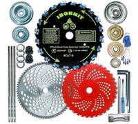 IRONHIT 9" x 36 Teeth Carbide Tipped Blades, 9" x 20T Chainsaw Tooth Cutter,10" x 80T Carbide Tip Brush Blades,with Universal Adapter Kit, Steel Trimmer Head fit for Brush Cutter, Trimmer, Weed Eater