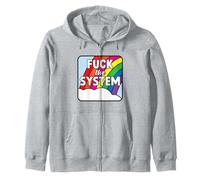 Ironic Fuck the System Rainbow Offensive Sarcastic Hilarious Zip Hoodie