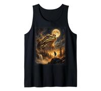 Ironic Majestic Frog Meme Retro Spirit Animal Full Moon Tank Top