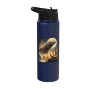 Ironic Majestic Komodo Dragon Meme Retro Spirit Howling Moon Stainless Steel Insulated Water Bottle