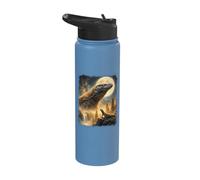 Ironic Majestic Komodo Dragon Meme Retro Spirit Howling Moon Stainless Steel Insulated Water Bottle