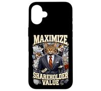 Ironic Maximize Shareholder Value Business Cats Finance Meme Case for iPhone 16 Plus