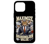 Ironic Maximize Shareholder Value Business Cats Finance Meme Case for iPhone 16 Pro Max