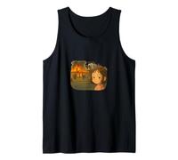 Ironic Meme Girl Retro Cartoon with Flames Tank Top