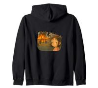 Ironic Meme Girl Retro Cartoon with Flames Zip Hoodie
