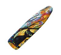 Ironing Board Cover 122X38 Black Cat Heat Resistant Padded Cover With Elasticated Edge - Fits Most Standard Ironing Boards