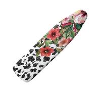 Ironing Board Cover 147X48 Pink Flowers Padded Iron Board Cover With Elasticated, Easy Fit And Resists Scorching, Cord Binding & Stretch System