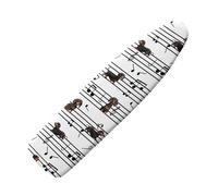 Ironing Board Covers 122 x 38 Black White Music Iron Board Covers and Pad Thick Resist Scorching and Staining Thick Easy Fit Iron Cover Adjustable Elastic Rope Ironing Boards Cover 122x38cm