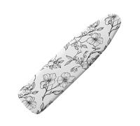 Ironing Board Covers 125 x 40 cm Flowers White Gray Bungee Elasticated with Padding, Resists Scorching and Easy Fit Mini & Portable Ironing Boards Cover