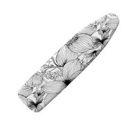Ironing Board Covers 125 x 40 cm Plant White Black Bungee Elasticated with Padding, Resists Scorching and Easy Fit Mini & Portable Ironing Boards Cover