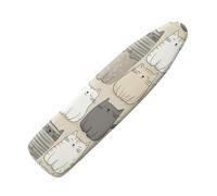 Ironing Board Covers 135 x 45 Grey White Cat Bungee Elasticated with Padding, Resists Scorching and Easy Fit Mini & Portable Ironing Boards Cover