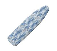 Ironing Board Covers 135 x 45 Light Blue White Flowers Bungee Elasticated with Padding, Resists Scorching and Easy Fit Mini & Portable Ironing Boards Cover