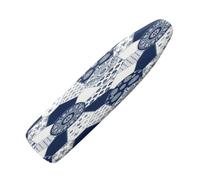 Ironing Board Covers 135 x 45 Pattern Blue White Bungee Elasticated with Padding, Resists Scorching and Easy Fit Mini & Portable Ironing Boards Cover