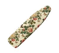 Ironing Board Covers Beige Butterfly Flower Small Iron Board Cover Heat Reflective Cotton Heat Resistant Scorch Resistant Non-Slip Machine Washable Universal Adjustable (L)