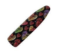 Ironing Board Covers Black Red Heart Iron Board Covers and Pad Thick Resist Scorching and Staining Thick Easy Fit Iron Cover Adjustable Elastic Rope Ironing Boards Cover 125x45cm