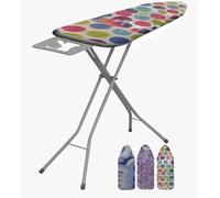 Ironing Board, Large 110 x 34 cm Ironing Board, Lightweight & Compact, Adjustable Height. Sturdy 4-Leg Design With Non-Slip Feet,Deluxe Metal Iron Rack Stand Made in The UK