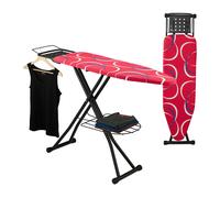 Ironing Board Table Steam Iron Height-Adjustable 110x33cm Clothes Shelf Red