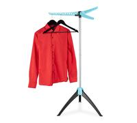 Relaxdays Ironing Tidy Stand Foldable, 3 Arms, for Hangers, Laundry Tripod Rack, HxD: 128 x 56.5 cm, Silver/Turquoise, 128 x 56.5 x 56.5 cm