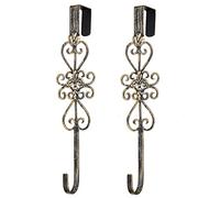 Ironlux 2 PCS Wreath Hangers for Front Door, 15" Over Door Wreath Hook, Fleur Dis Lis Wreath Hanger for Doors, Metal Overdoor Wreath Holder, 20 lbs Christmas Decorations Wreaths Hook- Vintage Gold
