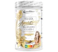 IronMaxx Amazing Food Meal Replacement + Collagen + X - Vanilla Ice Cream - 550g Tin | With collagen, high protein and gluten-free, featuring premium collagen | In collaboration with Mariia