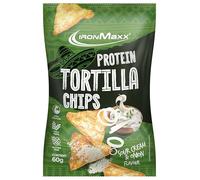 IronMaxx Protein Tortilla Chips - Sour Cream & Onion 60g | Crispy High Protein Snack Made from Soy & Cassava | High in Fibre & Gluten-Free | Ideal for Conscious Nutrition & On-the-Go