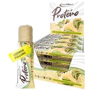IronMaxx Proteino Protein Bar, White Chocolate Pistachio 12 x 30g, high protein bar based on waffle with creamy filling, low sugar protein bar gluten free and palm oil free