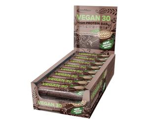 IronMaxx Vegan 30 Protein Bar Chocolate - 24 x High Protein Bars 35g with no added sugar, 30% protein content, delicious snack for a plant-based diet & palm oil-free