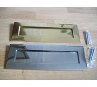 Ironmongery Solutions® 12" x 4" Heavy Sprung Solid Brass Letter Box Postal Plate - Victorian Style, Polished Brass, Large Door Mail Slot Cover