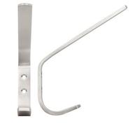 Ironmongery Solutions® 180 mm Heavy-Duty Satin Stainless Steel Hat & Coat Hook - Double Wall/Back-of-Door Hook Fixings Included