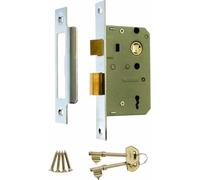 Ironmongery Solutions® 473-61 2.5" (64mm) 3 Lever Sashlock - Chrome Effect Finish - Grey Wooden Door Lock for Internal Use