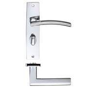 Ironmongery Solutions® Amalfi Lever on Bathroom Backplate Door Handle Solid Metal Construction Modern Internal Privacy Furniture Fixings Included (Polished Chrome)