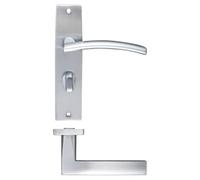 Ironmongery Solutions® Amalfi Lever on Bathroom Backplate Door Handle Solid Metal Construction Modern Internal Privacy Furniture Fixings Included (Satin Chrome)