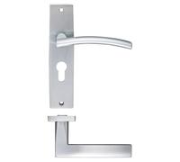 Ironmongery Solutions® Amalfi Lever on Euro Backplate Internal Door Handle Secure Euro Lock Use Modern Design Fixing Included (Satin Chrome)