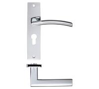 Ironmongery Solutions® Amalfi Lever on Euro Backplate Internal Door Handle Secure Euro Lock Use Modern Design Fixing Included (Polished Chrome)