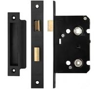 Ironmongery Solutions® Bathroom Lock - 57mm Case, Powder Coat Black Finish, Durable Internal Door Lock with Privacy Function