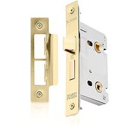 Ironmongery Solutions® Bathroom Mortice Lock Door Latch Mechanism and Thumb Turn Locking Door Security with Polished Brass Finish.