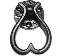 Ironmongery Solutions® Black Antique Iron Heart-Shaped Ring Pull Handle - 55mm | Decorative Drawer, Cupboard & Cabinet Pull Handle | Rustic Vintage Furniture Fitting