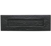 Ironmongery Solutions® Black Antique Malleable Cast Iron Letter Box Plate - 260mm x 105mm, Traditional Front Door Mail Slot Cover