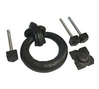 Ironmongery Solutions® Black Antique Tudor Fleur-De-LYS Ring Door Knocker in Dimension -95mm